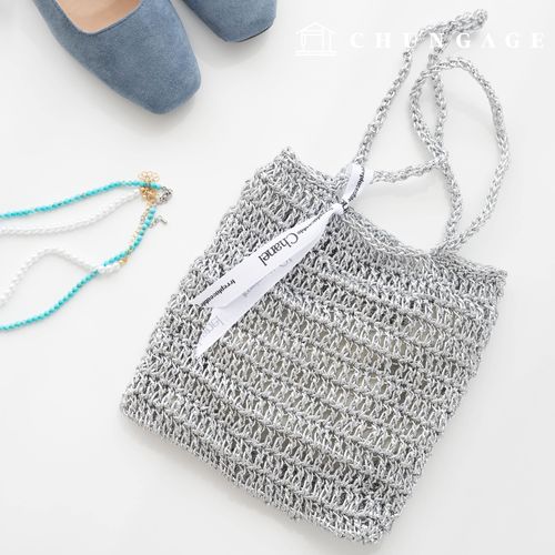 Silver Net Bag Mesh Net Bag Handbag Mini Tote Bag Metal Knit