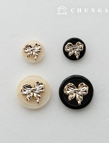 3D bowknot round metal button clothing making
