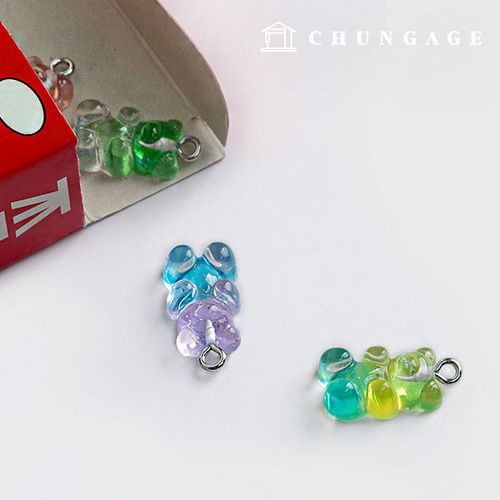 Making a Jelly Bear Keychain Keyring Decoration Teddy Bear Charm Subsidiary Materials Gradation Jelly Bear 4-Piece Set 60367