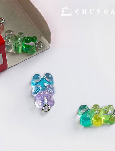 Making a Jelly Bear Keychain Keyring Decoration Teddy Bear Charm Subsidiary Materials Gradation Jelly Bear 4-Piece Set 60367