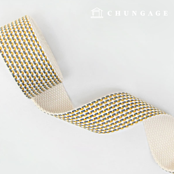 Waving String Bag WebbingString double stitch Gray Yellow 30mm 60778