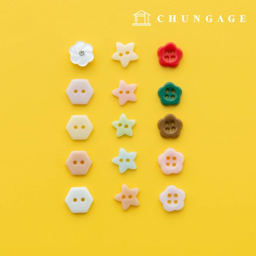 pastel aurora flower star cubic hexagon plastic clothes making button collection