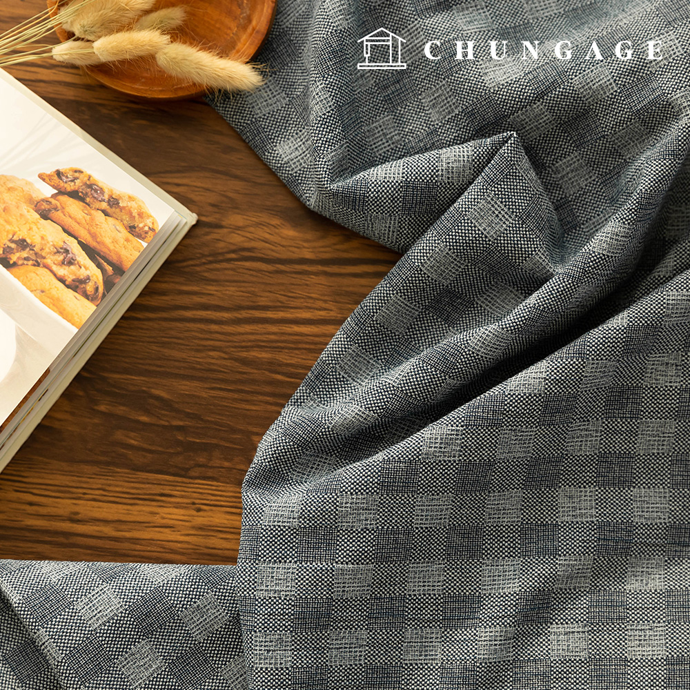 Linen fabric pre-dyed bio-washed check fabric wide width Joan