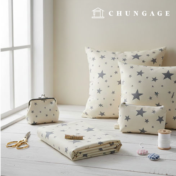 Cotton Oxford Fabric Patterns Fabric Shinee Star Gray