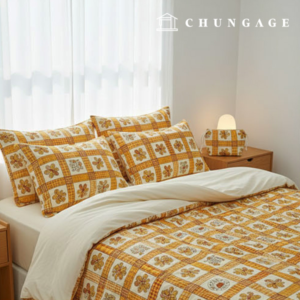 Cotton Oxford Fabric Flower Patterns Fabric Heart Flower Patch Orange