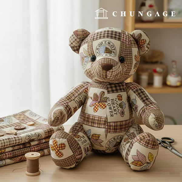 Cotton Oxford Fabric Flower Patterns Fabric Heart Flower Patch Brown