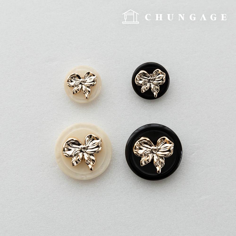 3D bowknot round metal button clothing making