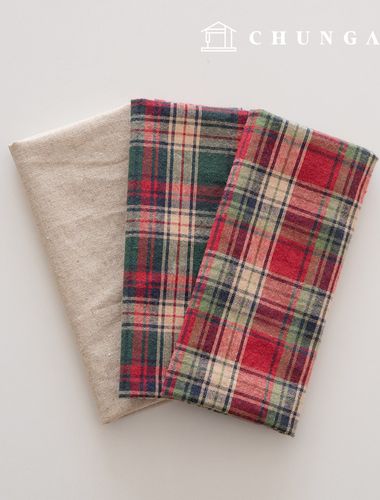 Christmas fabric package Check scrap fabric scraps Doll dog clothes making cloth 3 types