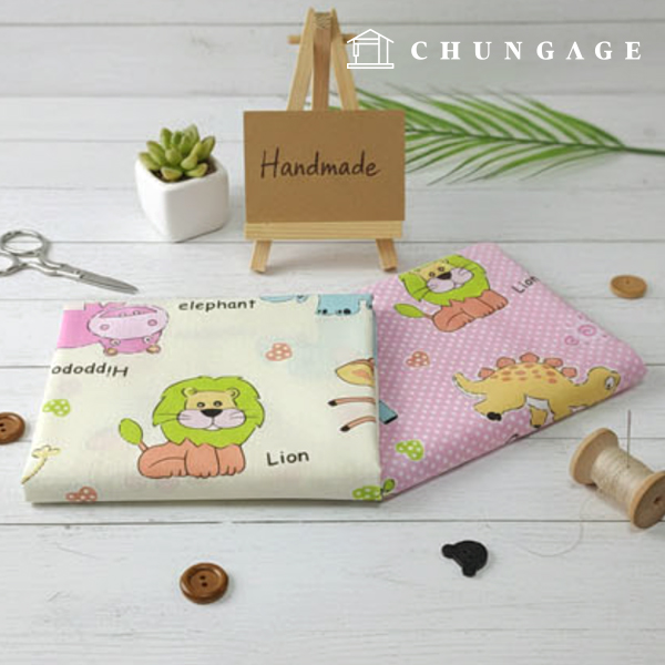 2 types of animal friends with animal patterns on cotton blend fabric