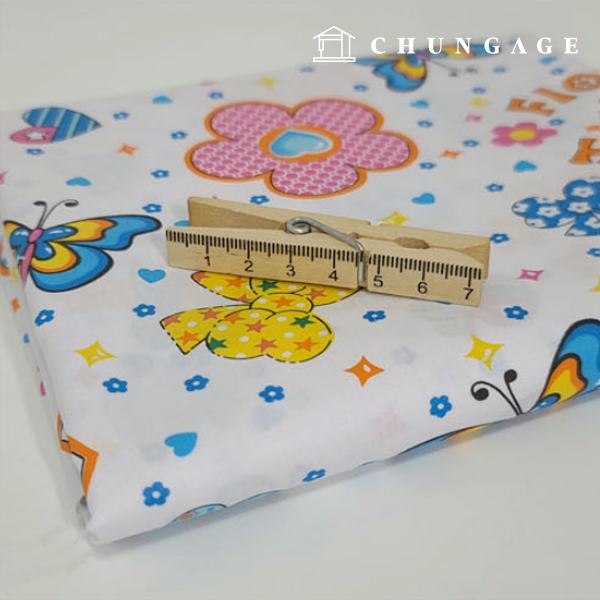 Cotton blend fabric butterfly fabric butterfly white blue