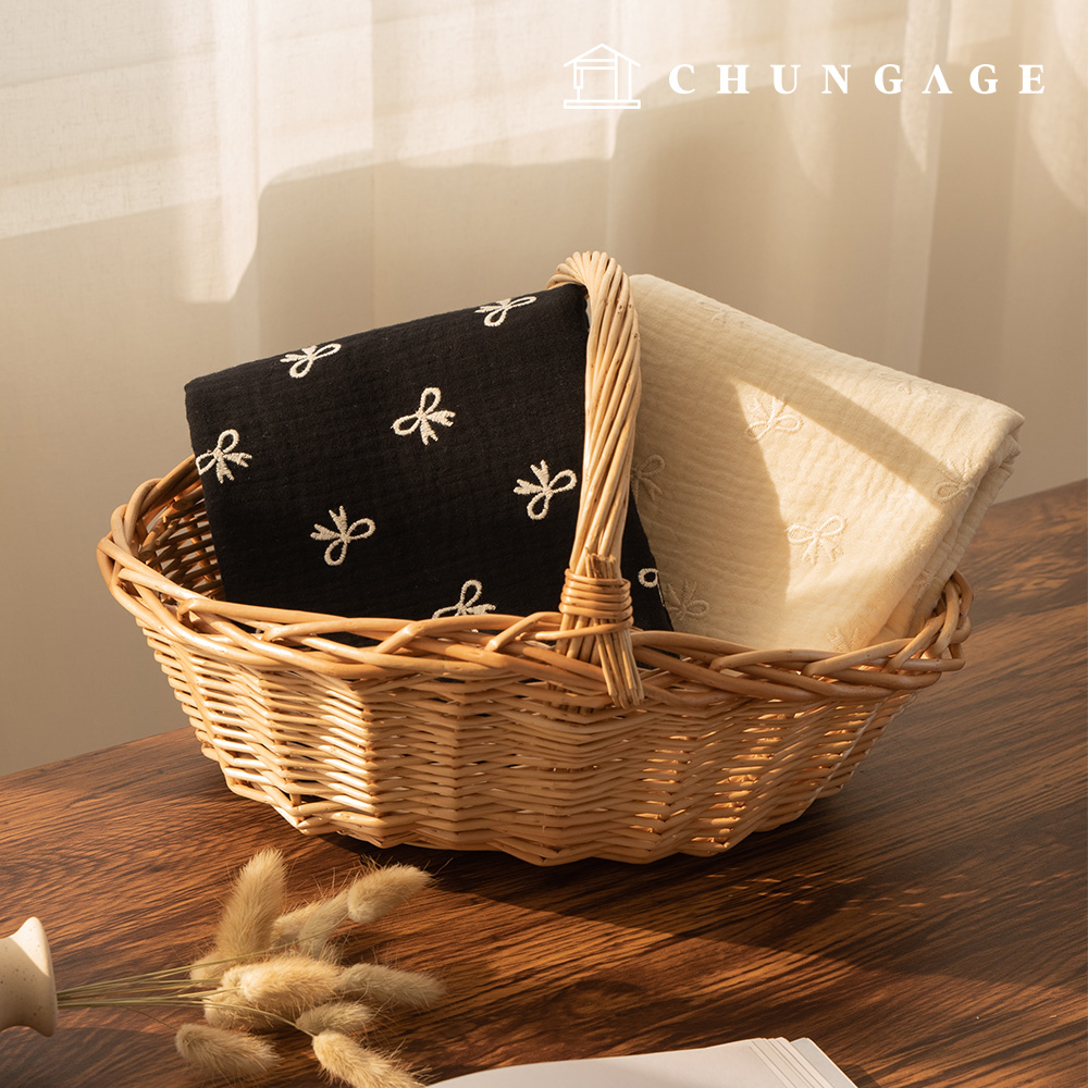 Yoru double gauze fabric cotton wide width bowknot embroidery fabric nelly 2 types