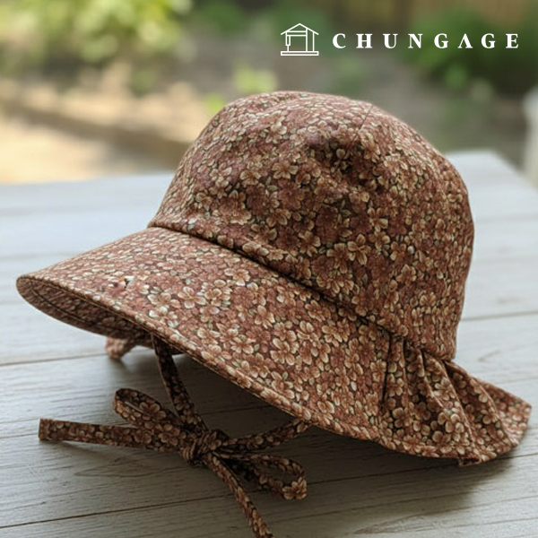 Cotton Flower Patterns Fabric 20 count Wide Width Natural Garden Brown