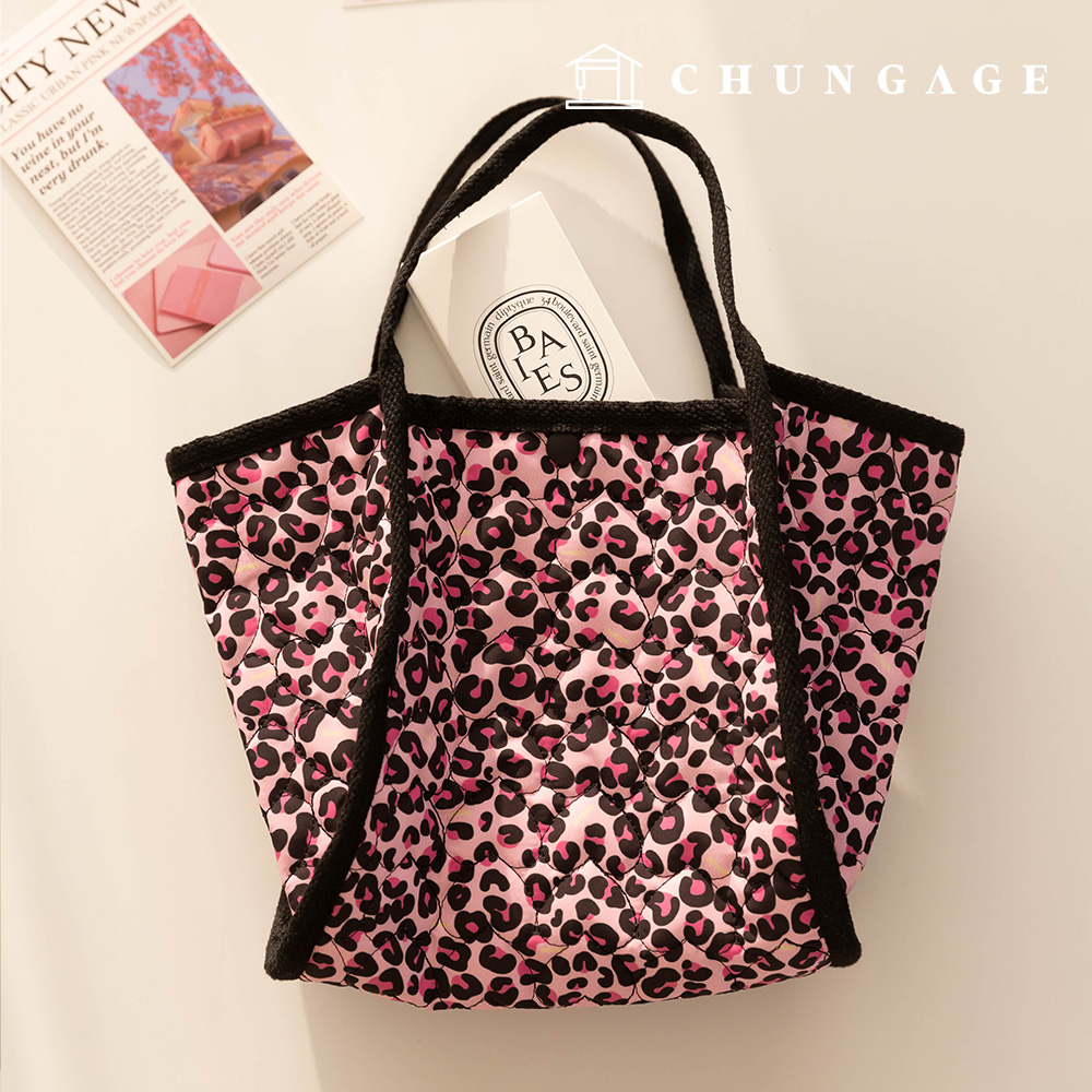 Quilted Fabric Heart Double-Sided DTP Quilted Fabric Waterproof Leopard Print 5Ounce Wide Width Lovely Leo Pink