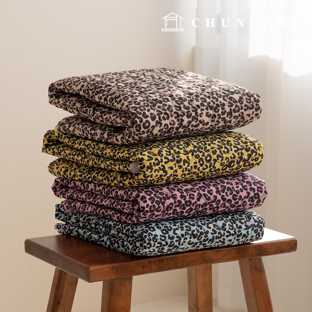 Quilted Fabric Heart Double-Sided DTP Quilted Fabric Waterproof Leopard Print 5Ounce Wide Width Lovely Leo 4 Types