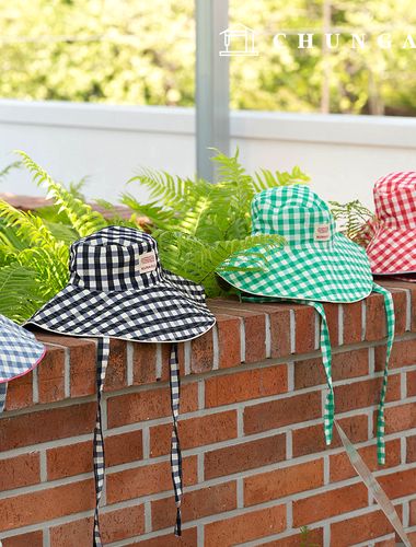 Check Double-Sided Hat Wide Brim Bucket Hat String Bucket Hat 4 Types