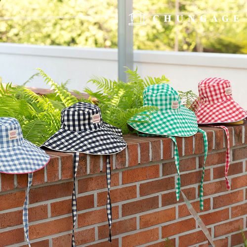 Check Double-Sided Hat Wide Brim Bucket Hat String Bucket Hat 4 Types