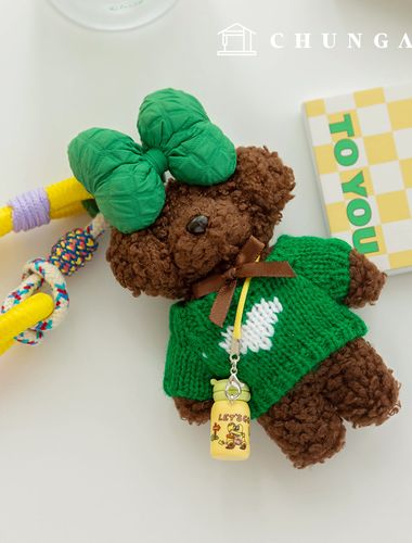 Keyring Knot String Keyholder Keyring Bowknot Puppy Bear Doll Moru Doll Keyring Green Bowknot Bear
