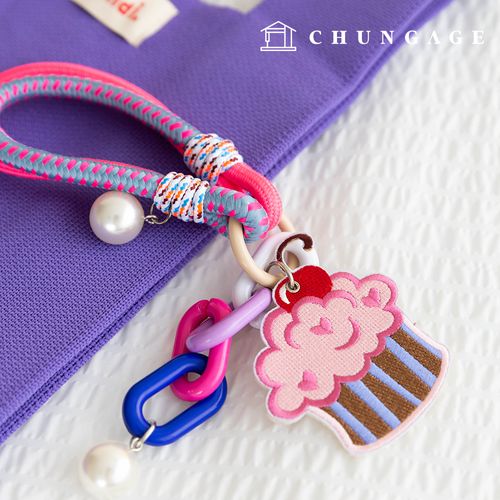 Keyring Knot String Keyholder Key Ring Pearl Chain Cupcake Doll Keyring Cupcake