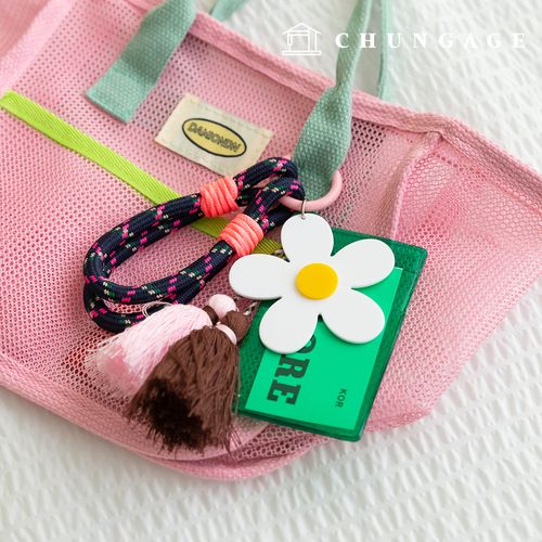 Keyring Knot String Keyholder Key Ring Tassel Decoration Card Holder Photo Card Keyring Tassel Daisy