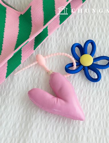 Keyring heart Flower key holder key ring Blue Pink Doll Keyring Pinkheart