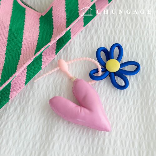 Keyring heart Flower key holder key ring Blue Pink Doll Keyring Pinkheart