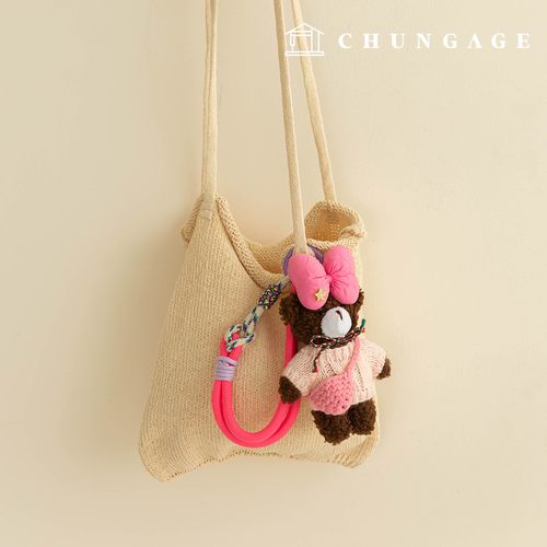 Keyring Knot String Keyholder Keyring Bowknot Bear Doll Moru Doll Keyring Pink Bowknot Bear