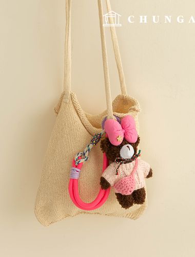 Keyring Knot String Keyholder Keyring Bowknot Bear Doll Moru Doll Keyring Pink Bowknot Bear