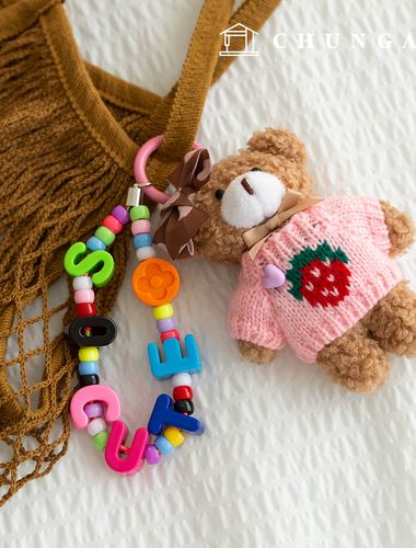 Keyring So Cute Beads Keyholder Keyring Bowknot Bear Doll Strawberry Doll Keyring Berry Teddy