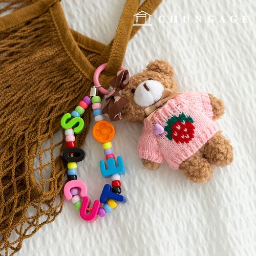 Keyring So Cute Beads Keyholder Keyring Bowknot Bear Doll Strawberry Doll Keyring Berry Teddy