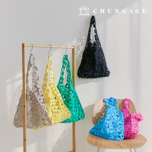 Eco Bag Punching Lace Embroidered Flower Pattern Flower Tote Bag Illusion 6 Types