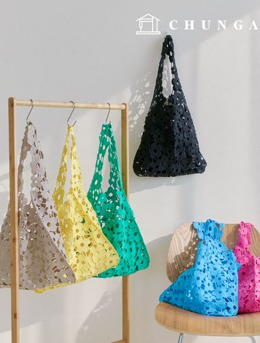 Eco Bag Punching Lace Embroidered Flower Pattern Flower Tote Bag Illusion 6 Types
