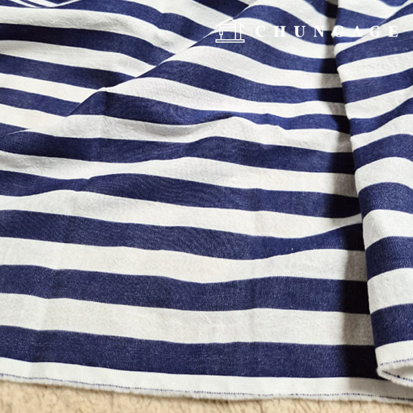 Cotton fabric Washing Wide Width 30 count Stripe 1.5cm Marine Boy