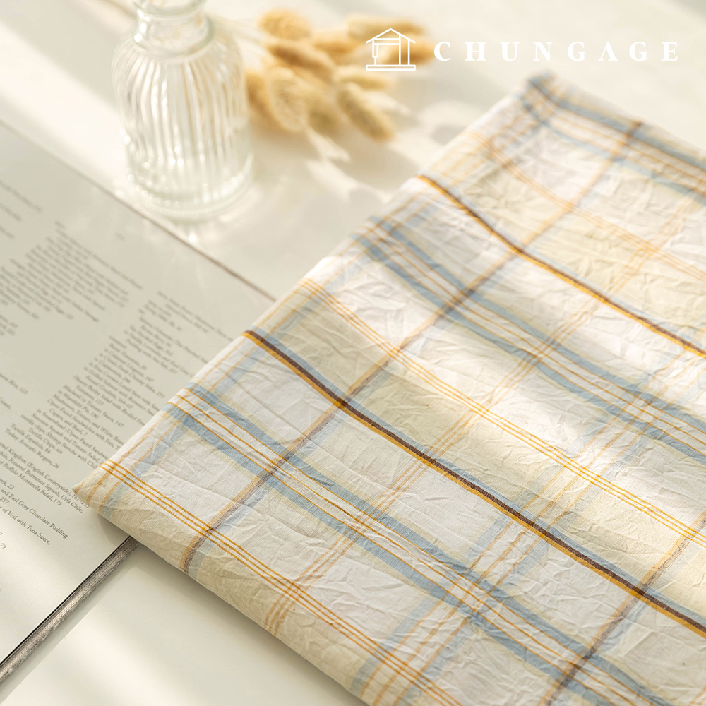 cotton Check Fabric yarn-dyed Check Clothing Fabric creamy Check