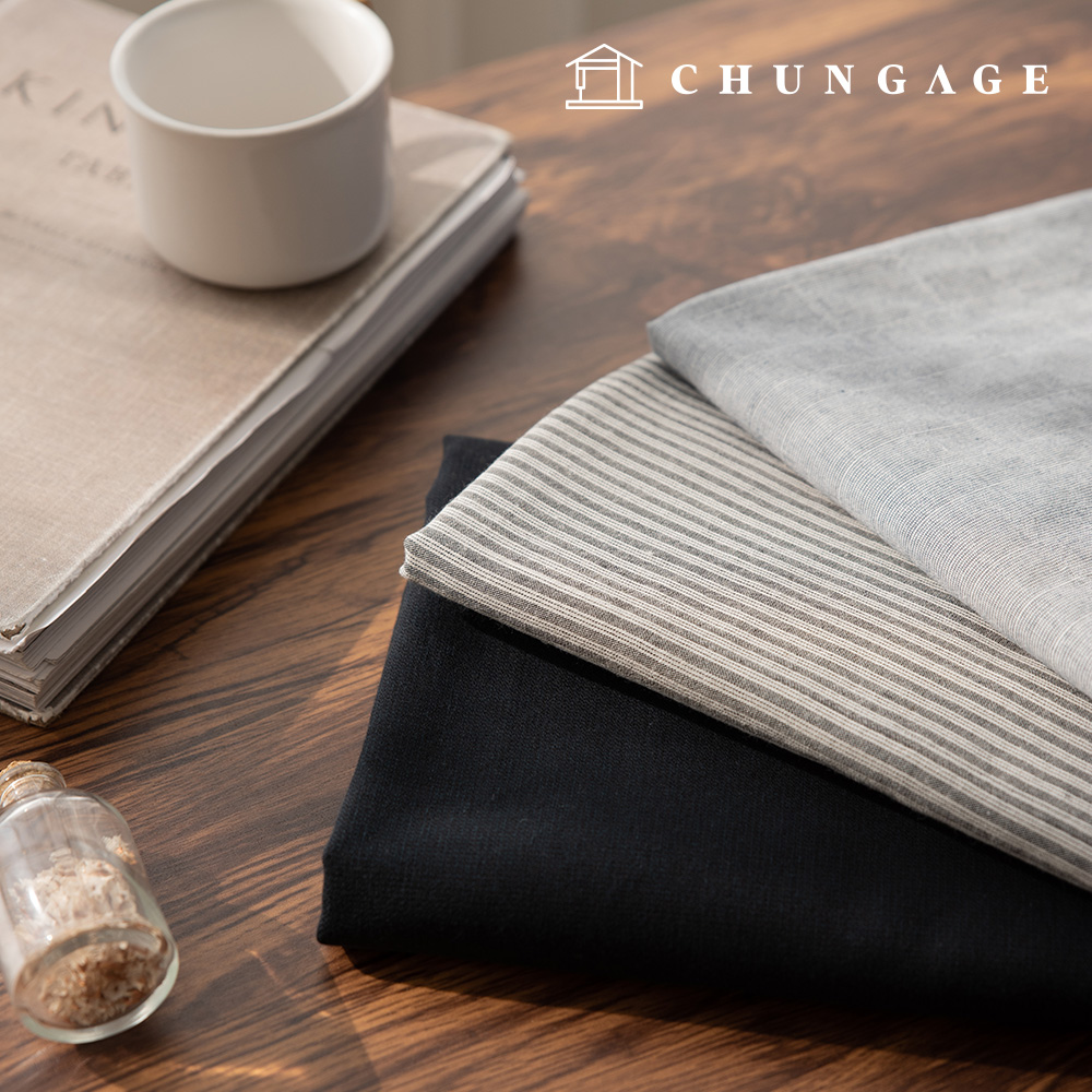 Cotton Striped Fabric, Pre-dyed Plain Clothing Fabric, Wide Width Linen, 3 types