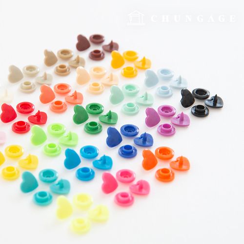 Snap Button Plastic Tee Snap Button Clothing Making Heart 12mm 23 Types
