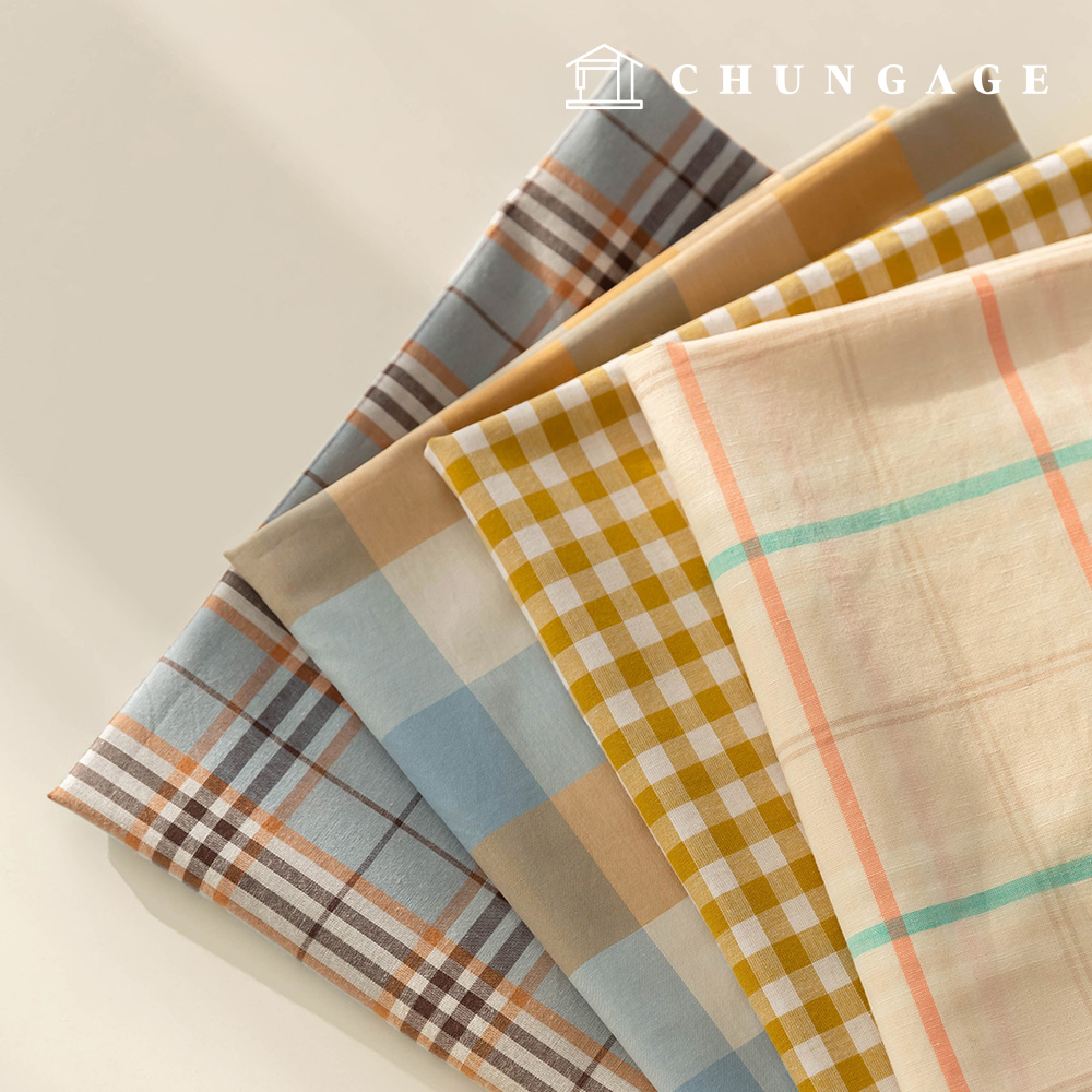 Cotton Check Fabric, Yarn-dyed Check Clothing Fabric, Wide Width Bagel, 4 types