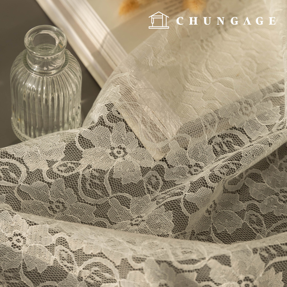 Lace Fabric Embroidery Mesh Russell Flower Fabric Wide Width Navy