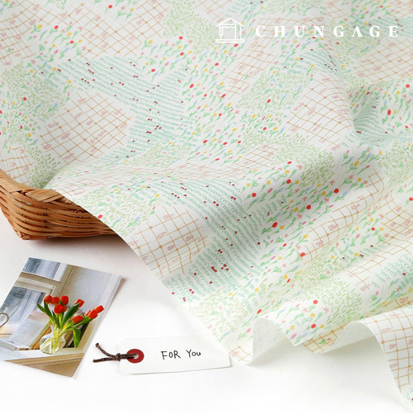 Eco-friendly antibacterial and anti-inflammatory fabric E-DTP cotton 20 count spring flower sketch