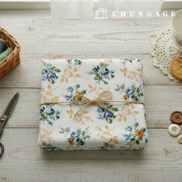 Oxford Fabric Flower Patterns Fabric Vintage Blue Flower