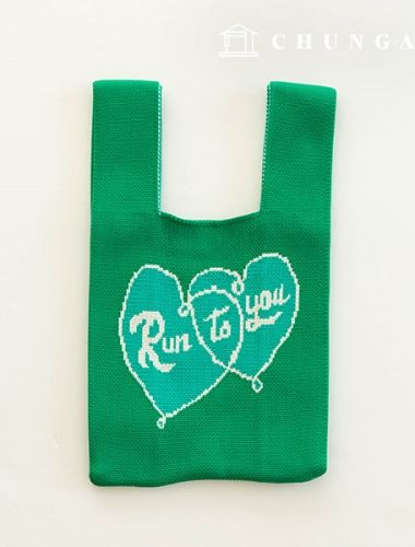 Knit Mini Hand Bag Check Knit Bag Wrist Bag Run to You