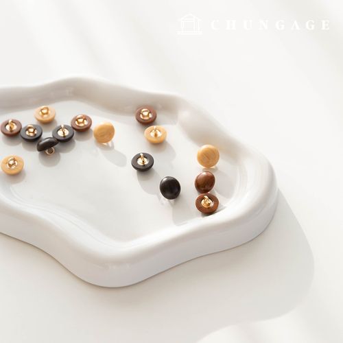Premium Half-Kong Wood Round Buttons 12mm, 3 types, 5 pieces