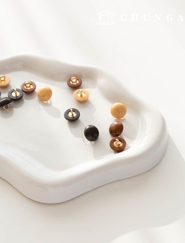 Premium Half-Kong Wood Round Buttons 12mm, 3 types, 5 pieces