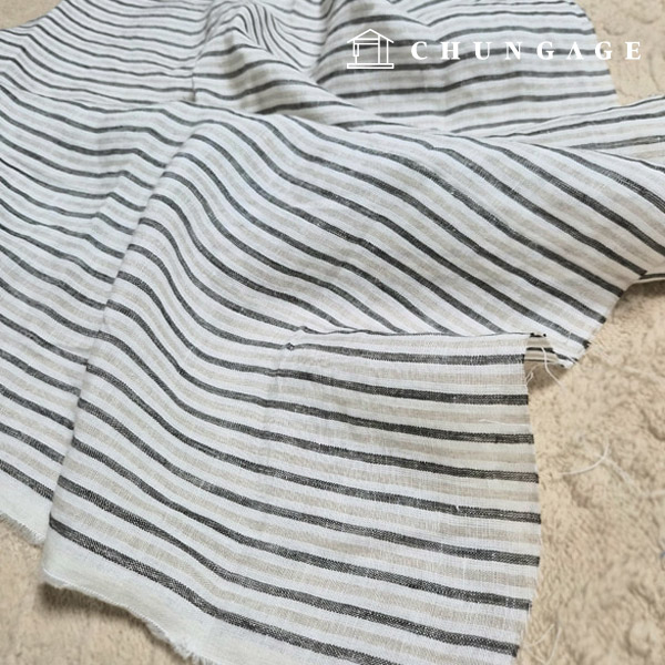 Linen Fabric Washing 40 count Stripe Fabric Wide Width Triple Oatmeal Stripe