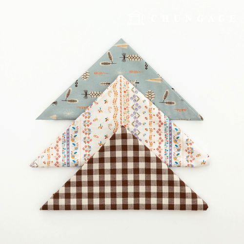 Fabric Package Flower Check Vintage Fabric 3 types of Brown floral fabric 105