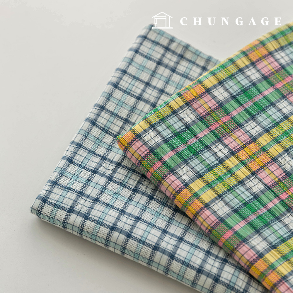 Cotton Check Fabric, Yarn-dyed Check Clothing Fabric, 2 types of foam