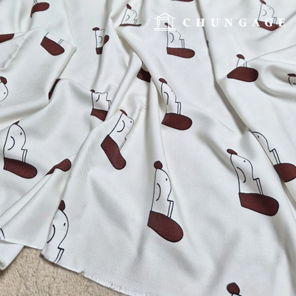 Rayon Dog Patterns Fabric 30 count White