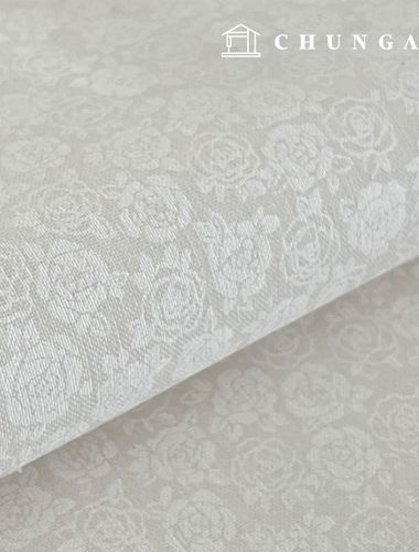 Cotton Cloth Flower Patterns Fabric 20 count White Rose Day 9514