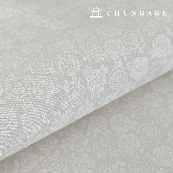 Cotton Cloth Flower Patterns Fabric 20 count White Rose Day 9514