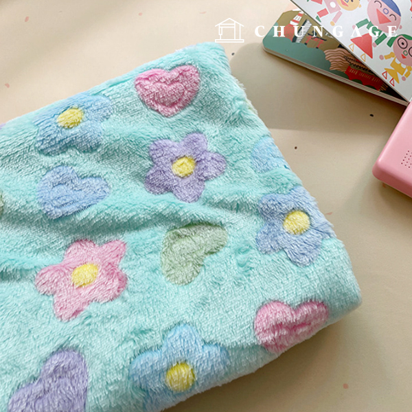 Double-sided ultra-fine fiber fabric, wide width, heart flower, 3 types, 9504