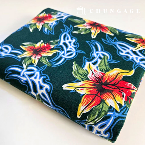 Linen fabric double-layer 20 count jacquard wide width fantastic lily flower green 9500